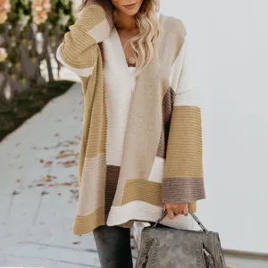 Women‘s Oversized Loose Splicing Sweater Cardigan