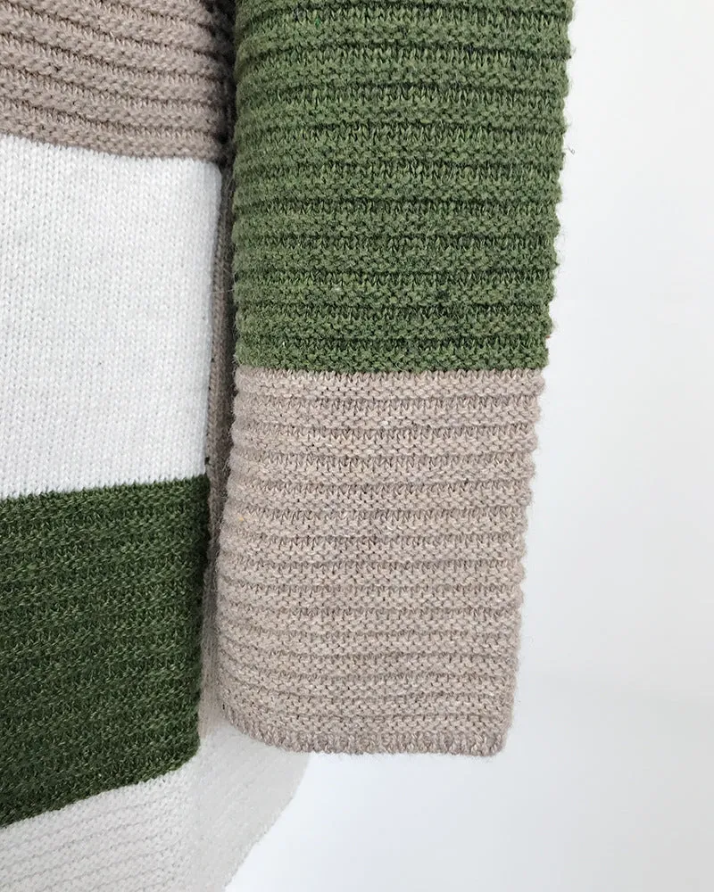 Women‘s Oversized Loose Splicing Sweater Cardigan