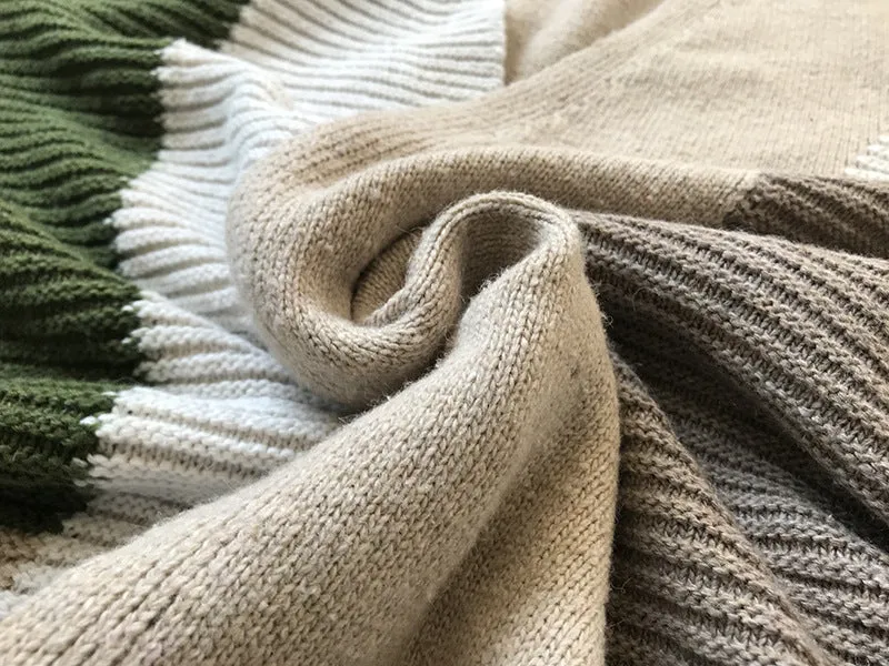 Women‘s Oversized Loose Splicing Sweater Cardigan