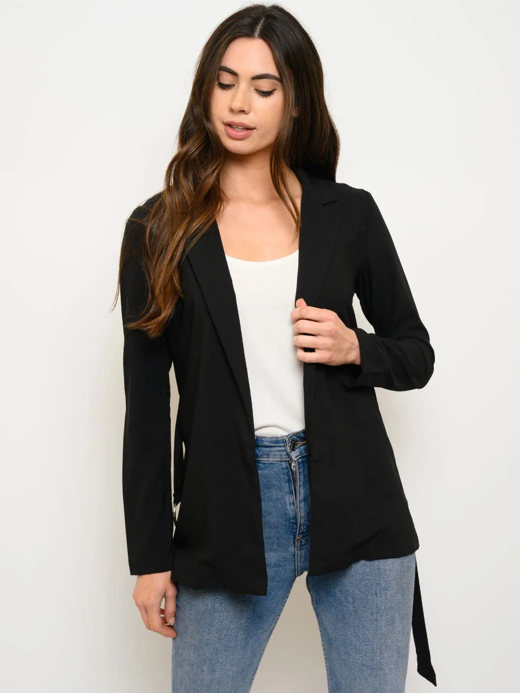 WOMEN'S SELF TIE LONG SLEEVE CARDIGAN