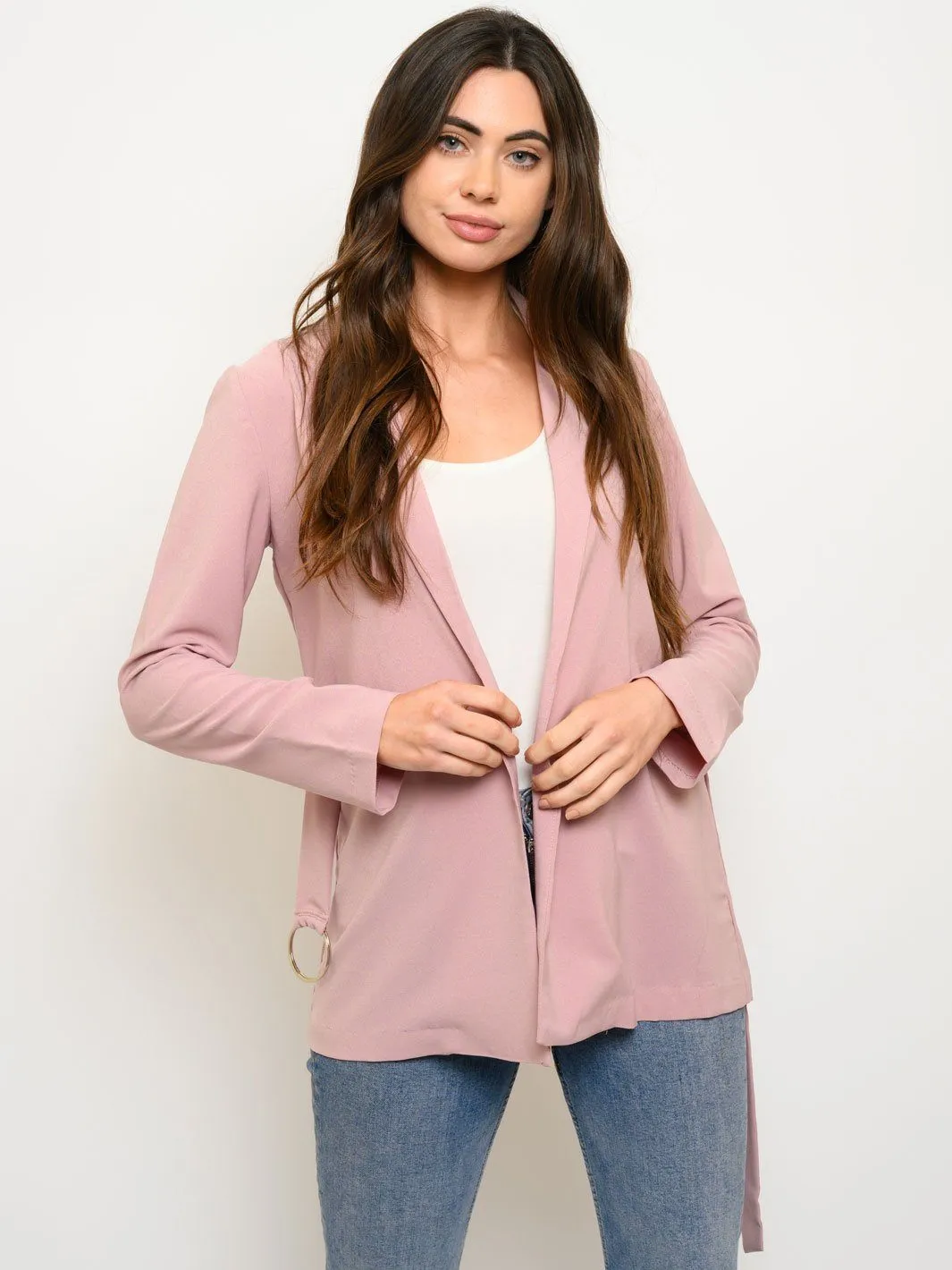 WOMEN'S SELF TIE LONG SLEEVE CARDIGAN