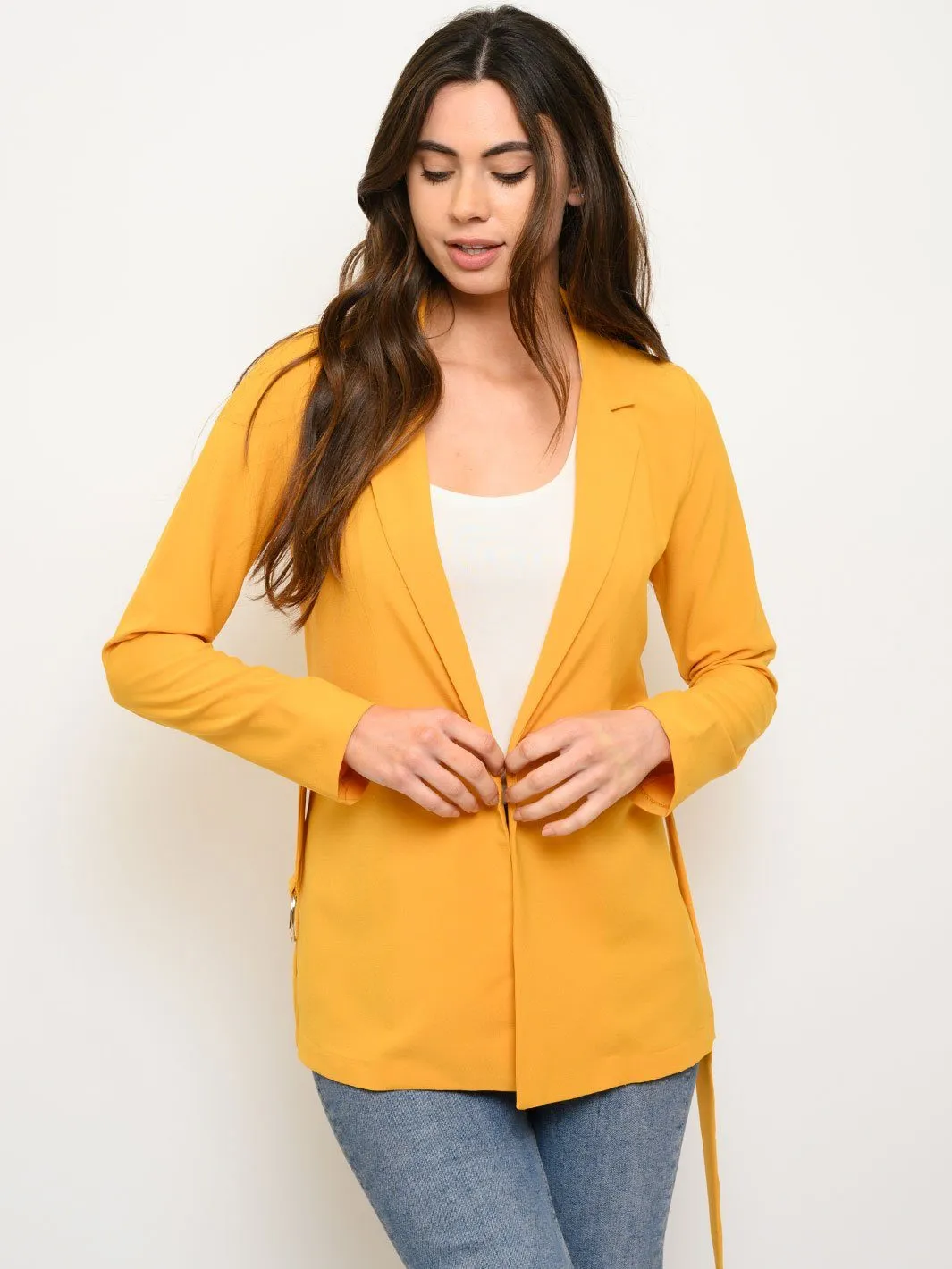 WOMEN'S SELF TIE LONG SLEEVE CARDIGAN