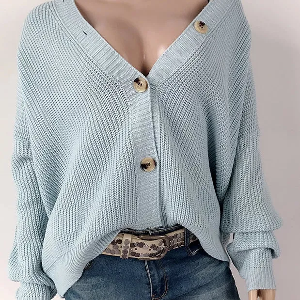 Women‘s Single-breasted Long Sleeve Sweater Cardigan