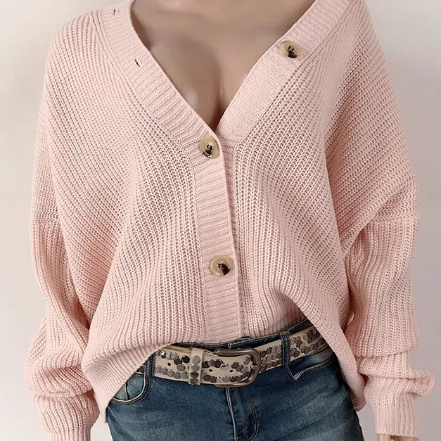 Women‘s Single-breasted Long Sleeve Sweater Cardigan