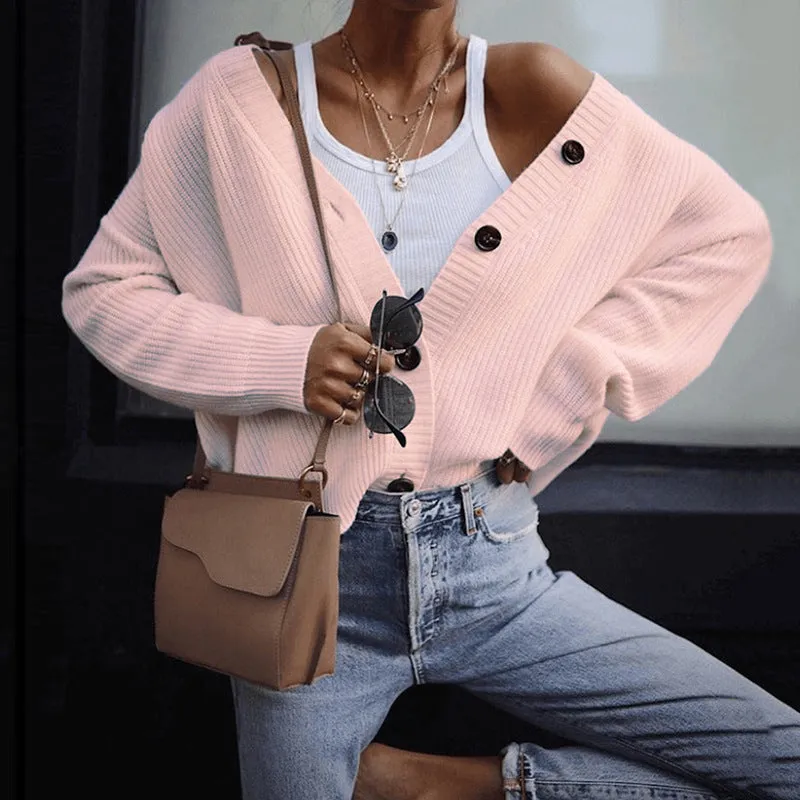Women‘s Single-breasted Long Sleeve Sweater Cardigan