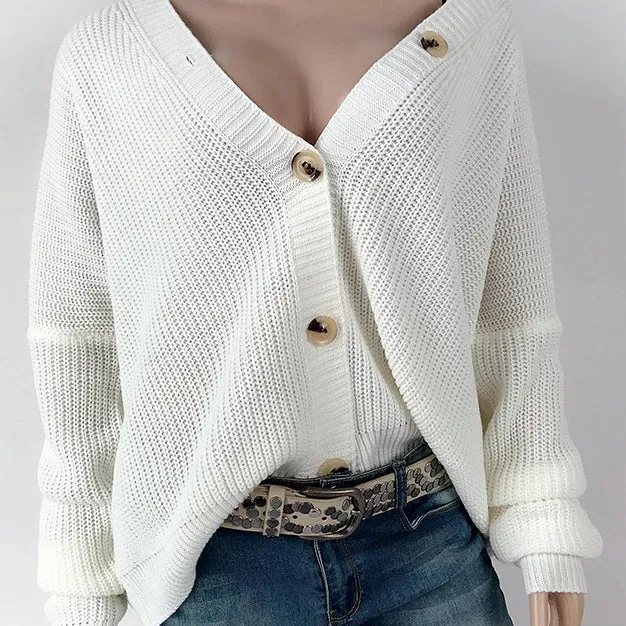 Women‘s Single-breasted Long Sleeve Sweater Cardigan