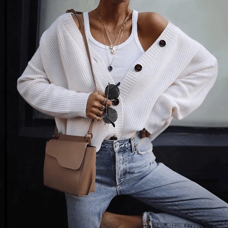 Women‘s Single-breasted Long Sleeve Sweater Cardigan