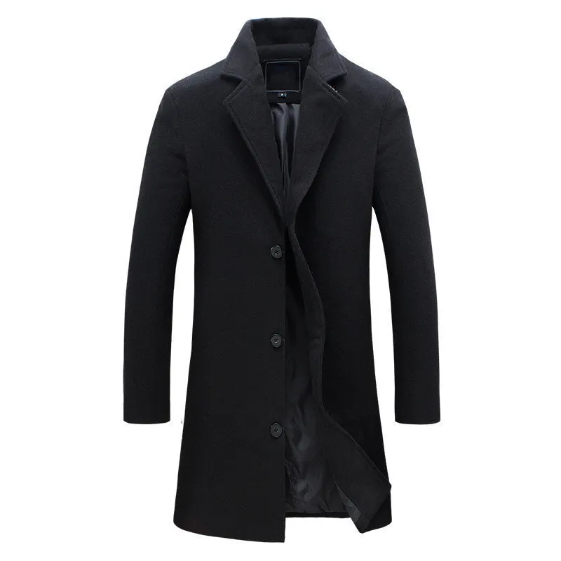wool long coat men warm black business overcoat mens Stylish woolen jacket praka EU size S-4XL, ZA194