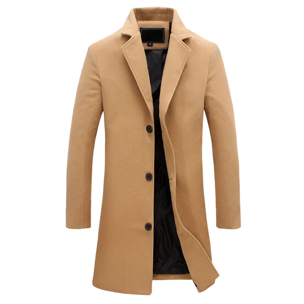 wool long coat men warm black business overcoat mens Stylish woolen jacket praka EU size S-4XL, ZA194