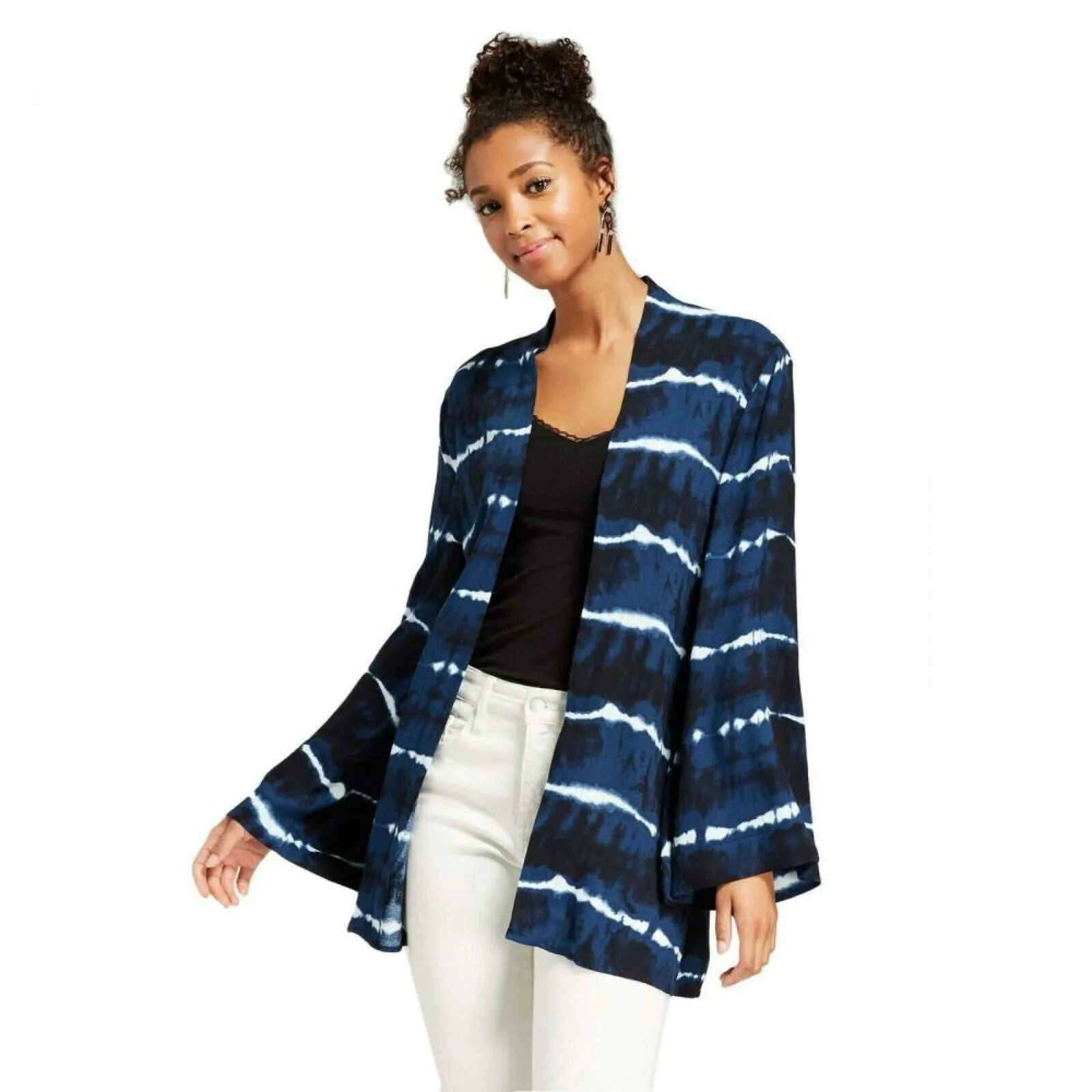 Xhilaration Women's Flowy Open Front Tie Dye Kimono