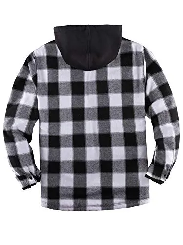 Zenthace Sherpa Plaid Shirt Jacket, Black/Grey