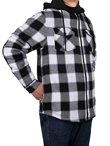 Zenthace Sherpa Plaid Shirt Jacket, Black/Grey
