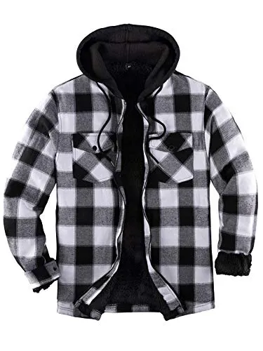 Zenthace Sherpa Plaid Shirt Jacket, Black/Grey