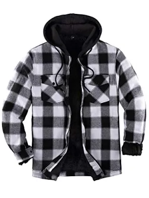 Zenthace Sherpa Plaid Shirt Jacket, Black/Grey