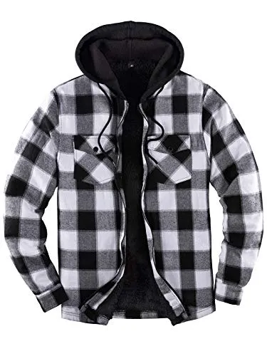 Zenthace Sherpa Plaid Shirt Jacket, Black/Grey