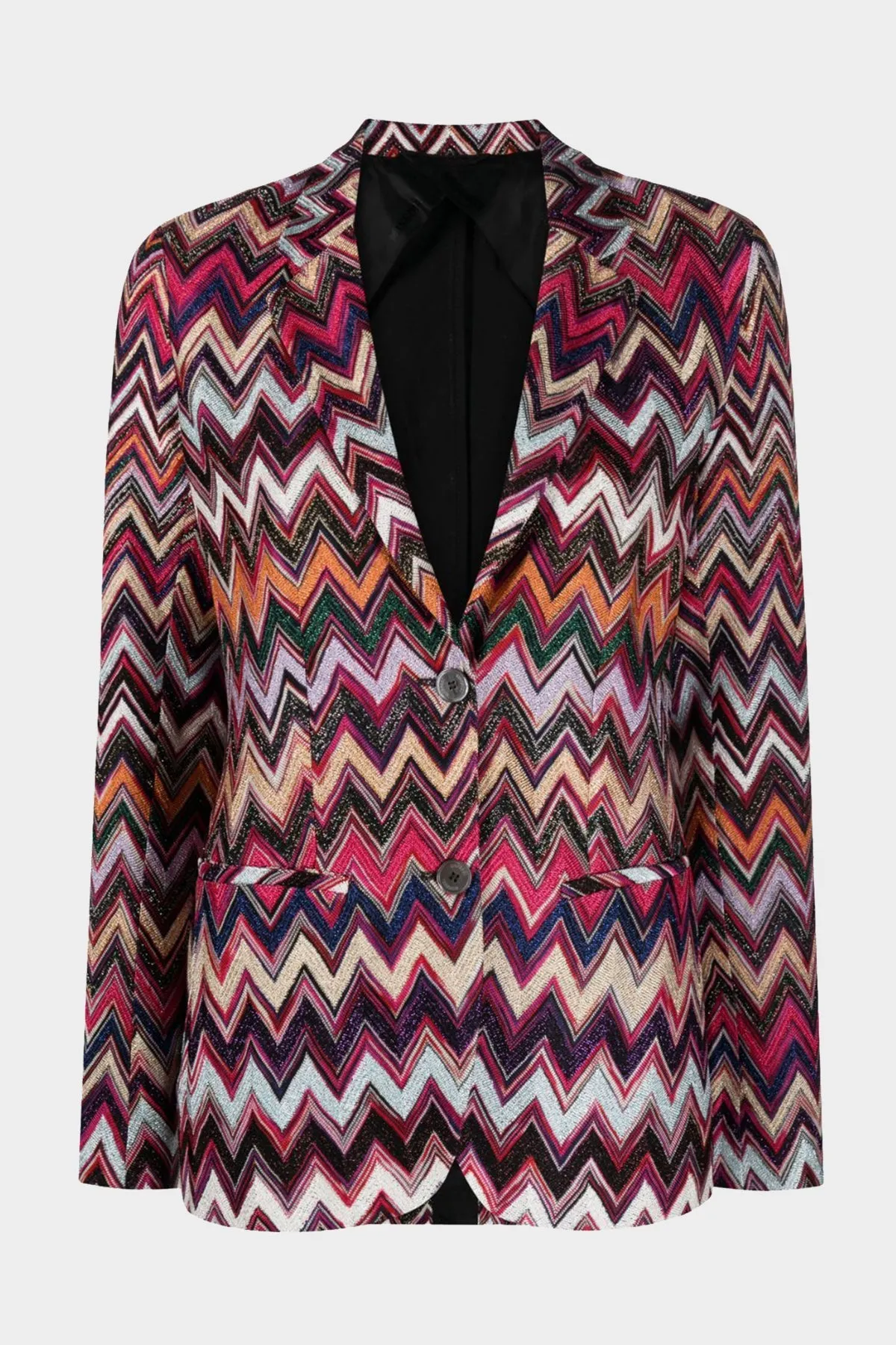 Zig-Zag Crochet Knit Blazer in Dark Pink Tones