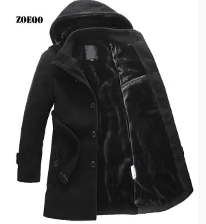 ZOEQO NEW thick longer plus size coats Men jacket Winter Overcoat Men's trench jacket Male warm winter parka men plus size 641